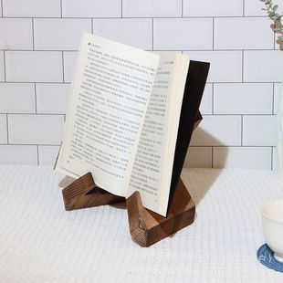 跨境木制菜谱架现货看支架懒人家用书架实木唱片菜单收纳展示架架