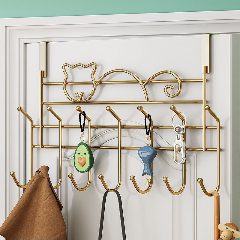 卧室宿舍门后挂钩置物架免背挂架门上钉壁衣服衣架门收纳式架子挂