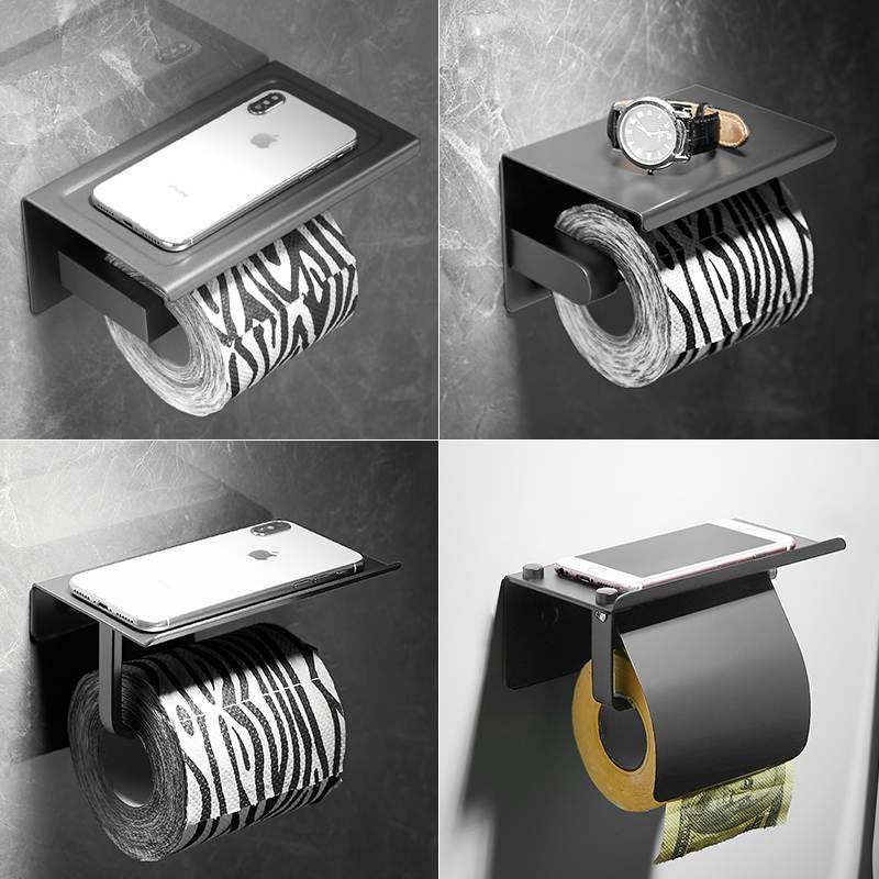 304不锈钢枪灰色纸巾架 厕所卷纸置物架卫生间厕纸架免打孔手纸盒