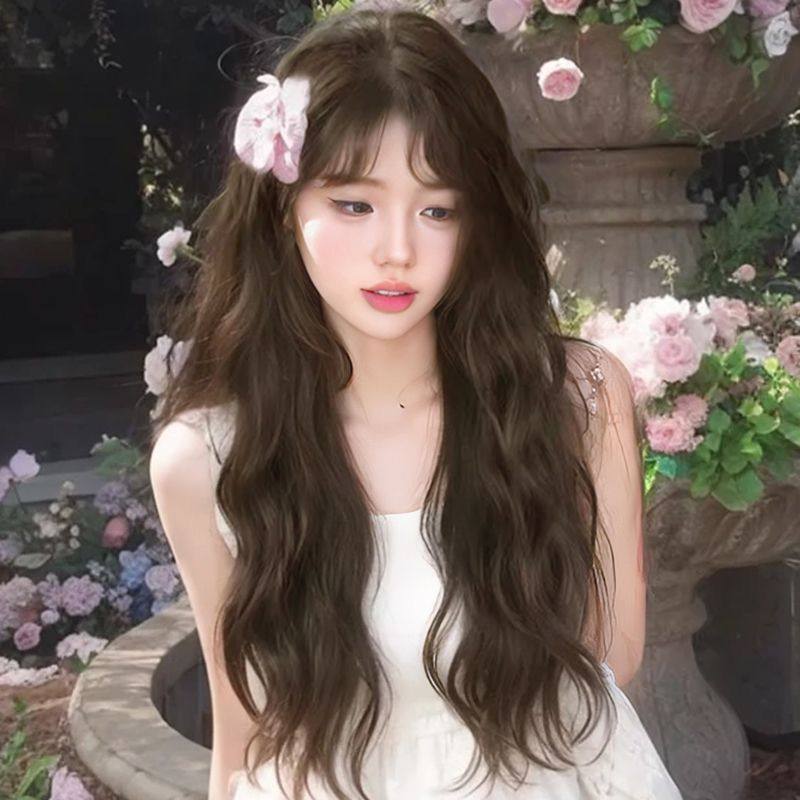 新款直销星程假发女长发冷棕色氛围感水波纹羊毛卷蓬松自然长卷发