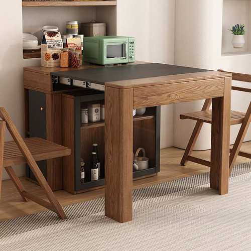 北欧可伸缩餐桌椅组合简约餐边柜多功能小户型折叠饭桌子