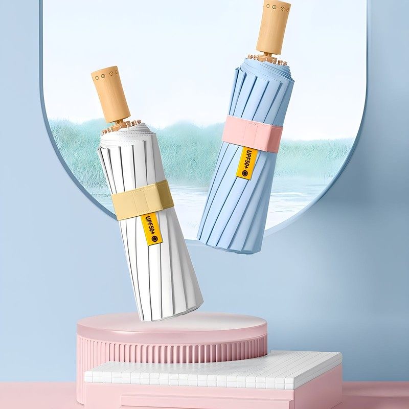 新品 16骨彩胶三折伞防晒遮阳伞折叠太阳伞女可印刷logo一件,居家日用,伞帽,淘宝优惠券,粉丝福利购,淘宝优惠卷