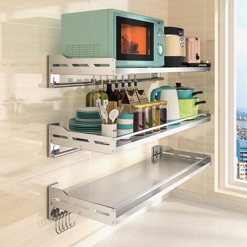 不锈钢厨房微波炉置物架挂墙上烤箱架子支架免打孔壁挂式收纳挂架,厨房/烹饪用具,微波炉置物架,淘宝优惠券,粉丝福利购,淘宝优惠卷