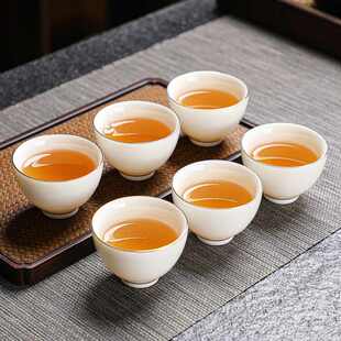 加厚骨瓷功夫茶小茶杯6只茶碗套装家用陶瓷茶具品茗杯羊脂玉白瓷