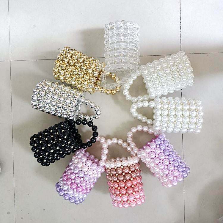 新品 珍珠女士手拿包彩色珍珠笔筒水桶手提包手工串珠女士婚礼手,箱包皮具/热销女包/男包,手拿包,淘宝优惠券,粉丝福利购,淘宝优惠卷