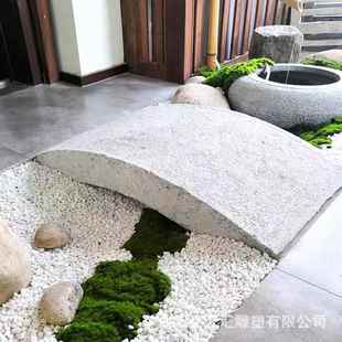 石雕小桥日式花岗岩拱桥石桥汉白玉栏板石桥户外桥公园景观装饰品