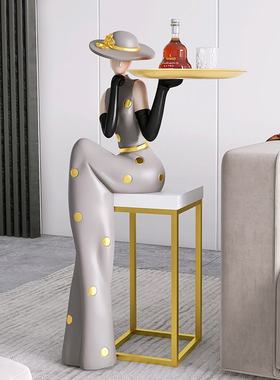 轻奢客厅摆件大型落地创意托盘艺术玄关办公室现代简约家居装饰品