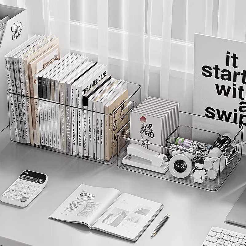 桌面收纳盒亚克力透明宿舍书桌书本箱整理文具办公室筐文件置物架,收纳整理,书桌收纳置物架,淘宝优惠券,粉丝福利购,淘宝优惠卷