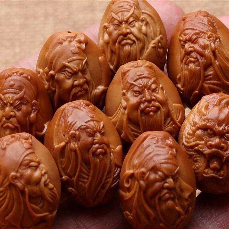 关公手串橄榄核九龙关公手串浮雕九龙关公橄榄核手工九龙关公手串