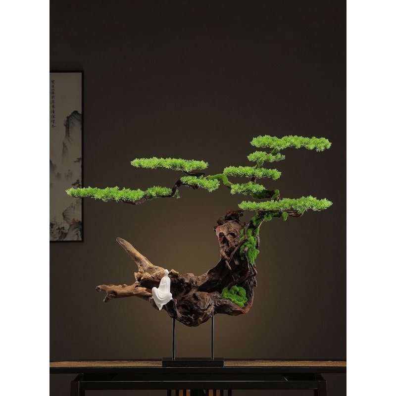 新中式创意风化木根雕玄关桌面摆件装饰办公室客厅电视柜茶室软装