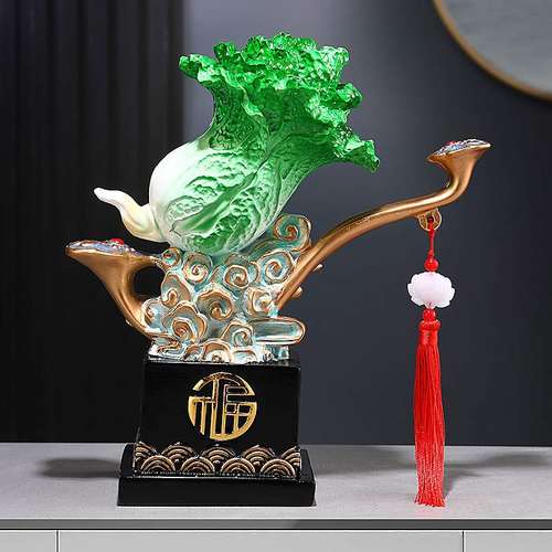新中式白菜发财摆件中式玄关电视柜乔迁装饰品礼物新居客厅礼品