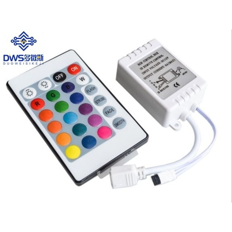 12V控制器 红外24键RGB七彩灯带硬灯条3528 5050模组IR44键遥控器