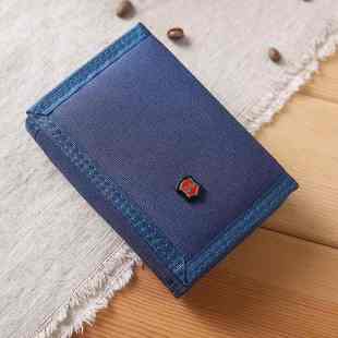 新品 男韩版布三折短款帆布折叠小钱包青年男生男孩初中高中学生