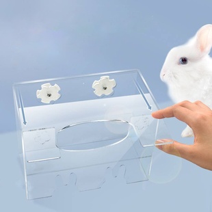 亚克力透明兔子草架防牧草咬食架笼挂草草宠物固定可盒盆架啃配套