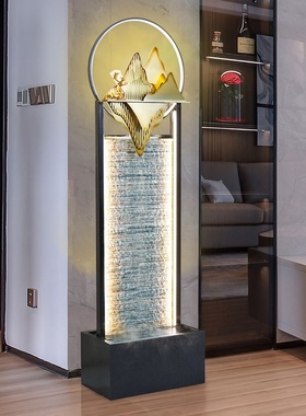 落地轻奢水幕墙流水摆件客厅电视柜旁边招财装饰循环水景开业送礼
