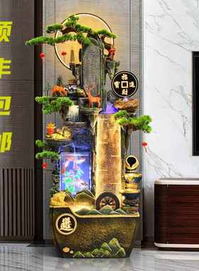 大型假山鱼缸流水喷泉客厅所装饰品落地摆件循环水庭院办公会景观