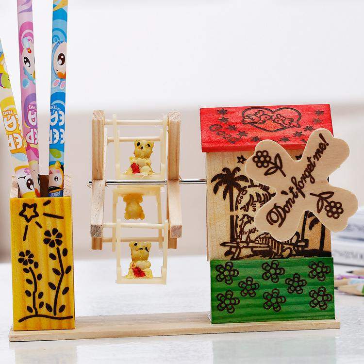 彩色风车音乐盒木质音乐风车摆件礼物式发条家居八音盒创意怀旧