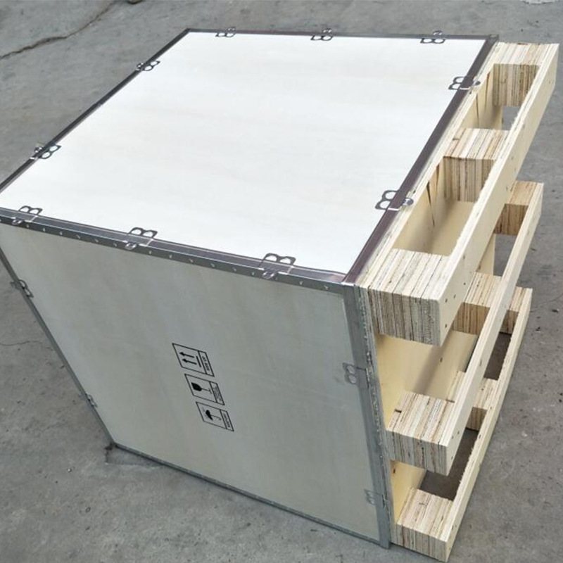 定制胶合板钢带箱 免折叠钢带包装木箱卡扣叉车物流夹板熏蒸木箱