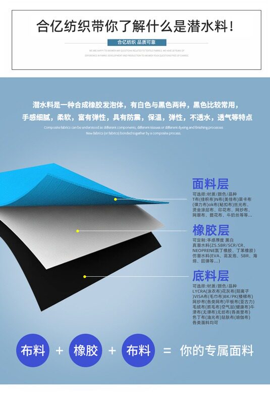 лайкра 潜水料工厂供应sbr贴布潜水料无气味贴合莱卡布氯丁橡胶复合面料