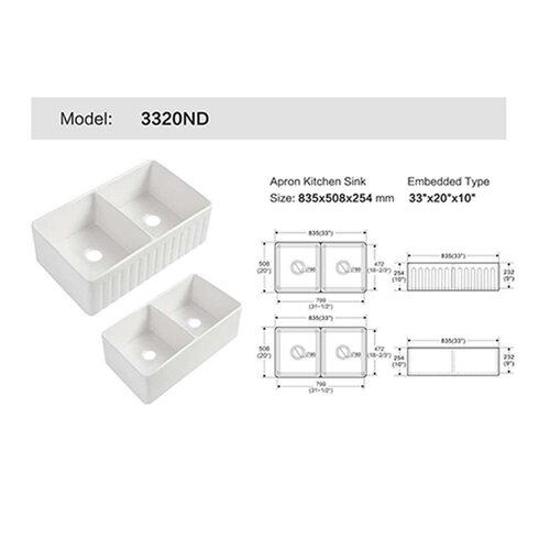 现代简约美式CUPC厨房 陶瓷半嵌入式洗菜盆 台阶水槽大单槽洗碗盆