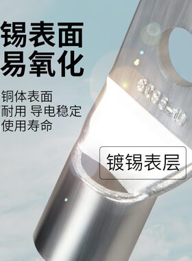 铜鼻子冷压镀锡电线接线端子线耳10/25/35/95平方A级SC窥口线鼻子