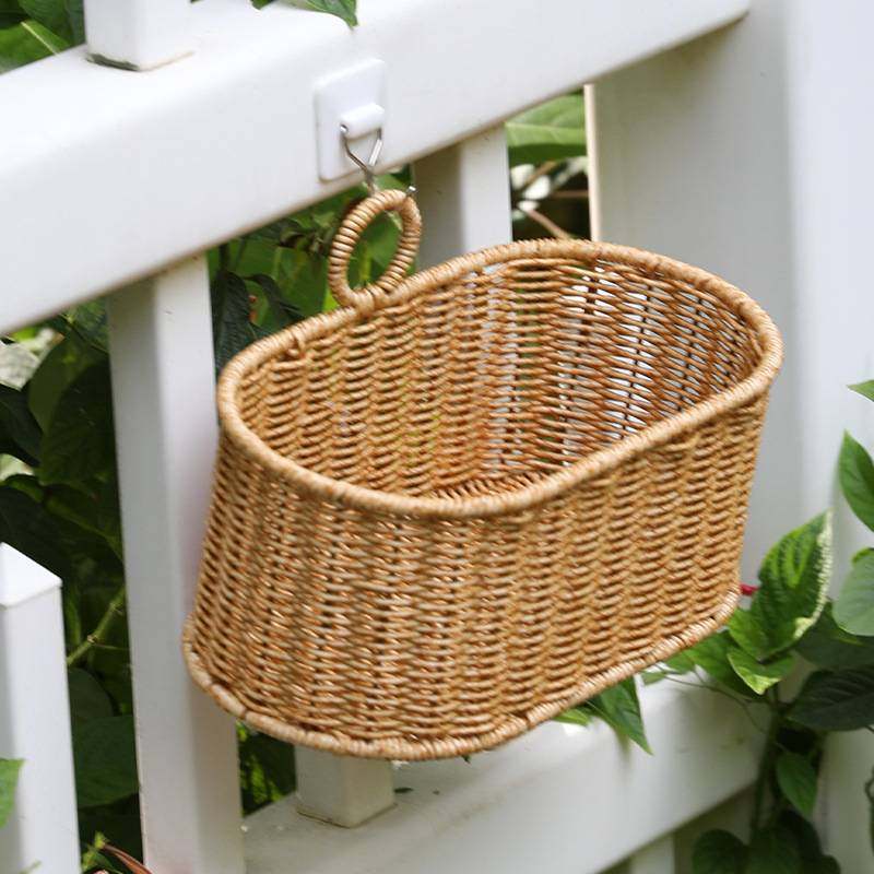 框壁挂绿植北欧风姜蒜调味藤编收纳客厅置物架筐阳台仿厨房挂篮,收纳整理,阳台置物架,淘宝优惠券,粉丝福利购,淘宝优惠卷