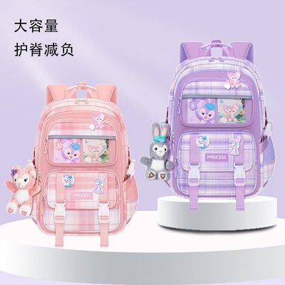 新品 新款护脊儿童书包简约轻便4-6年级韩版休闲school bag女孩双