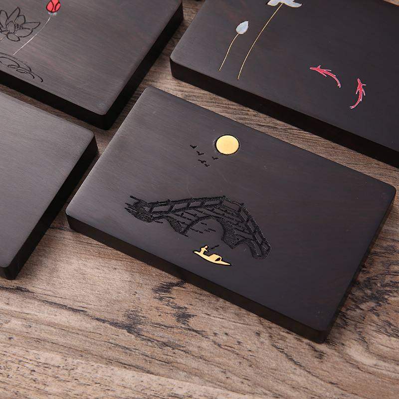 高级红木质便携名片盒中国手商务礼品夹名片夹木质风便签礼随身伴