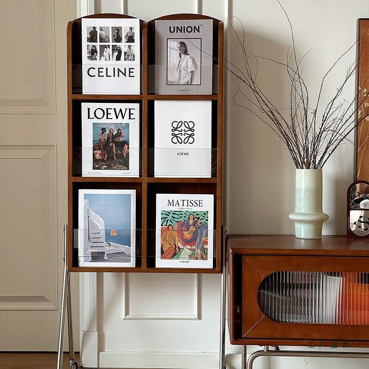 法式复古小户型可伸缩多层落地可移动地柜客厅亚克力收纳杂志架