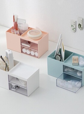 厂家直销多功能桌面收纳盒抽屉收纳盒整理盒化妆品收纳学生笔筒