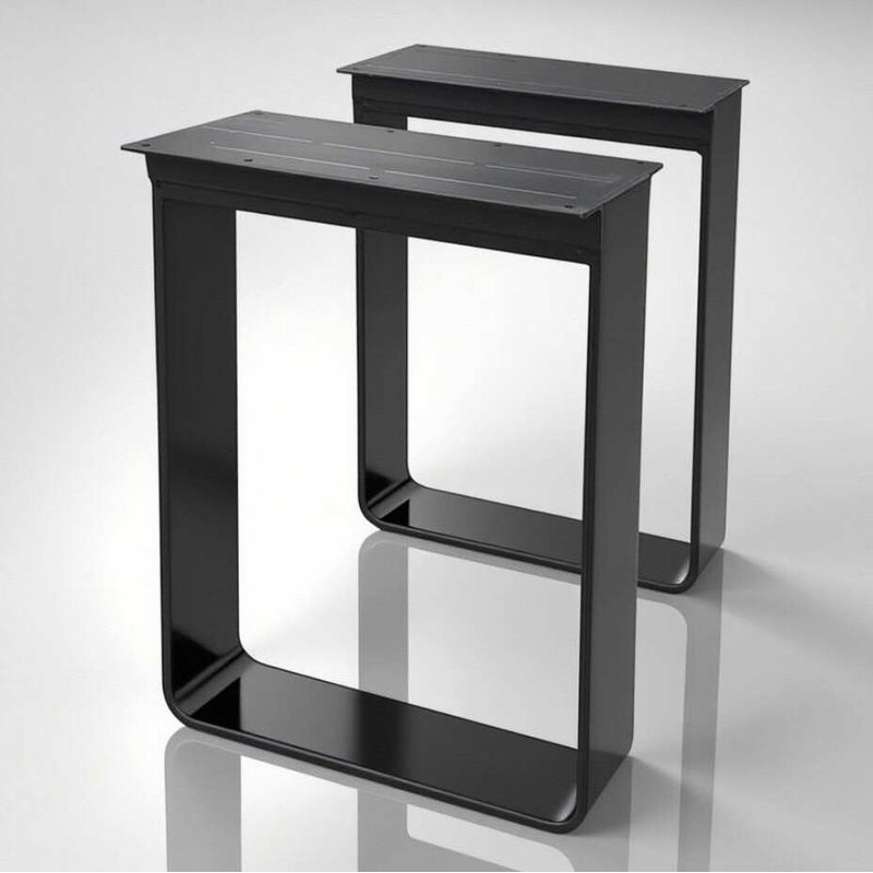 实心钢板桌腿桌脚实木大板金属支架餐台腿书桌腿茶几脚会议桌桌脚