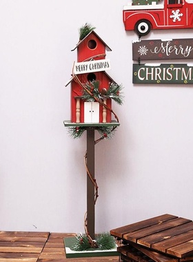 创意圣诞装饰品小屋信箱铁锹室内外摆饰餐厅酒店摄影背景木质摆件