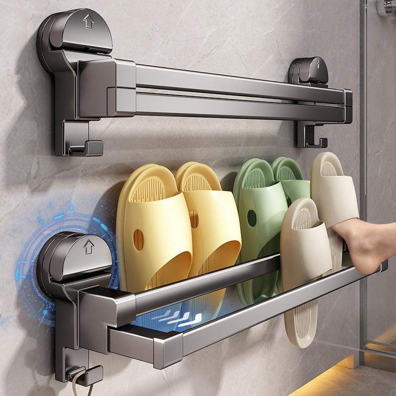 吸盘伸缩拖鞋架浴室免架拖鞋收纳挂架神器卫生间沥水鞋子厕所打孔,收纳整理,鞋子收纳架,淘宝优惠券,粉丝福利购,淘宝优惠卷
