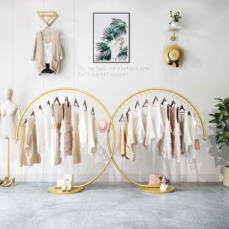 服装店展示架落地式创意中岛陈列架女装童装店中间货架圆形挂衣架