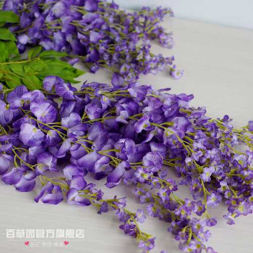 品质仿真紫藤花长款豆花婚礼婚庆彩印紫藤枝花串吊顶装饰厂家紫藤