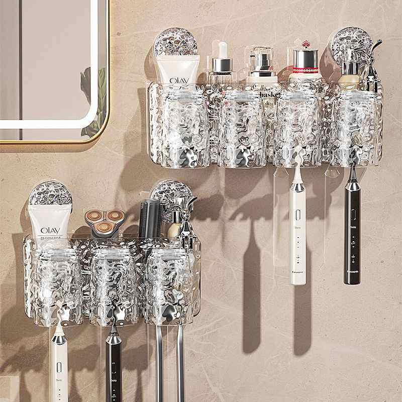 吸盘牙刷杯壁挂式刷牙杯免打孔家用冰川置物架漱口杯收纳卫生间纹,家装主材,牙刷牙杯架/漱口杯,淘宝优惠券,粉丝福利购,淘宝优惠卷