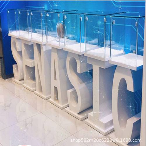 创意字母数字中岛柜个性展示柜台异型展柜玻璃柜珠宝柜展览样品柜