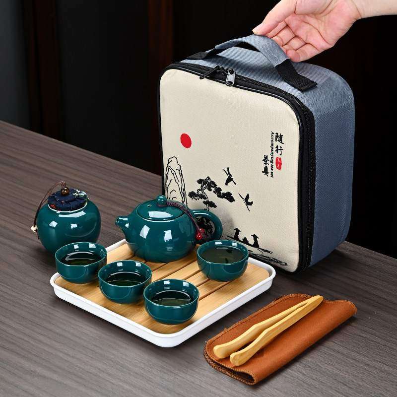 陶瓷哑光旅行茶具套装车载茶盘套装快杯小定窑便携包商务户外含客,餐饮具,旅行茶具,淘宝优惠券,粉丝福利购,淘宝优惠卷