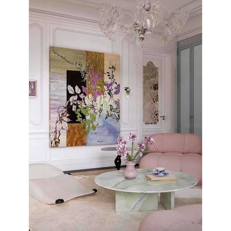 轻法式挂画高级感奶油玄关风轻欧式风格大气餐厅高端奢花壁画复古