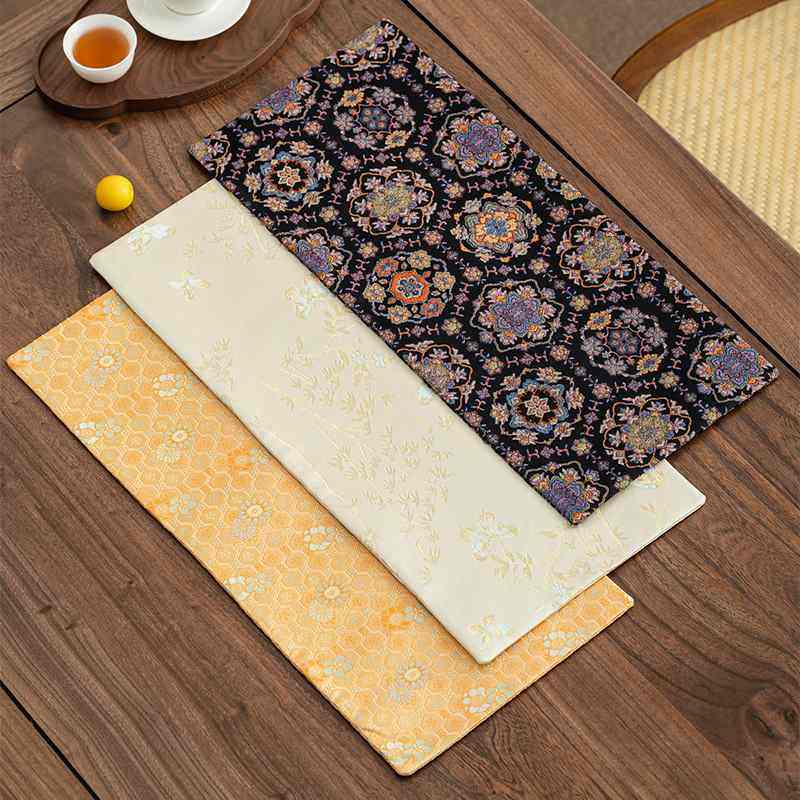 新中式双面茶席复古禅意泡宋桌布长条茶垫家用高端锦蝴蝶织锦干,居家布艺,茶席,淘宝优惠券,粉丝福利购,淘宝优惠卷