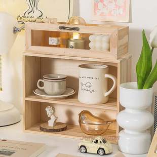 实木抽屉式火漆印章摆件收纳盒柜置物架桌上杯子茶具桌面多层整理