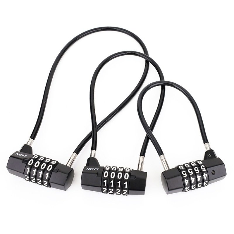 加粗加长钢丝锁挂锁密码锁软篮长绳电动车锁柜子健身房防盗筐头盔