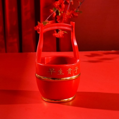 新娘陪嫁子孙桶红水桶红桶子孙用品婚嫁批发桶宝早生贵子结婚用品