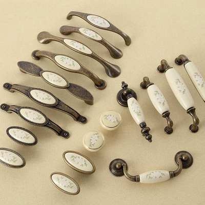 锌合金仿古陶瓷拉手欧式田园门把手橱柜鞋柜拉手抽屉单孔衣柜酒柜