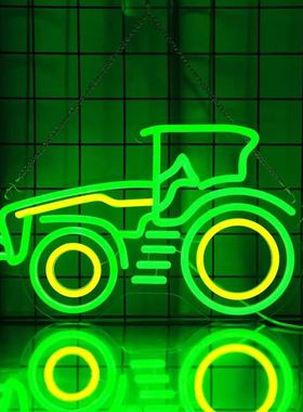 deere发光logo拖拉机造型霓虹灯品牌挖掘机发光字装饰灯车库标识