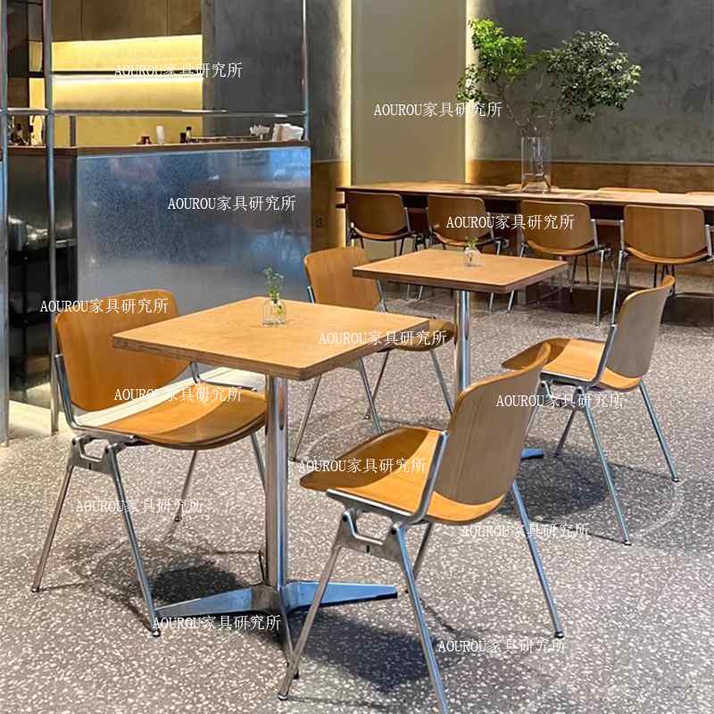 工业风咖啡厅甜品奶茶店实木桌椅组合酒馆餐厅海洋板餐桌日料方桌