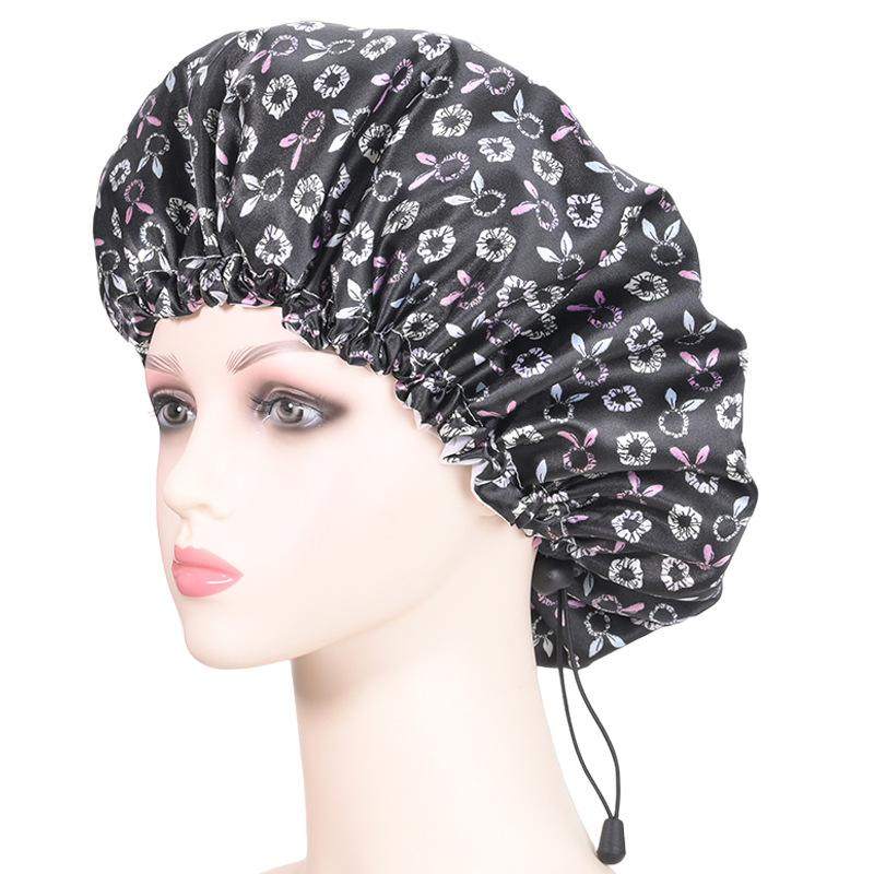 小清新加大防水浴帽女沐浴色可多护发加厚帽双层膜帽帽调节发印花