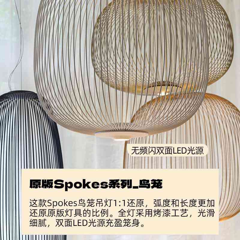 意大利Foscarini Spokes鸟笼吊灯设计师创意客厅餐厅大厅led灯具