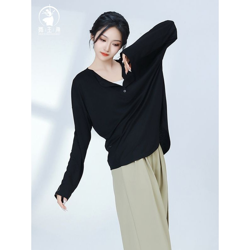 现代舞蹈练功服春季套指宽松上衣女古典舞身韵显瘦形体基训练服装
