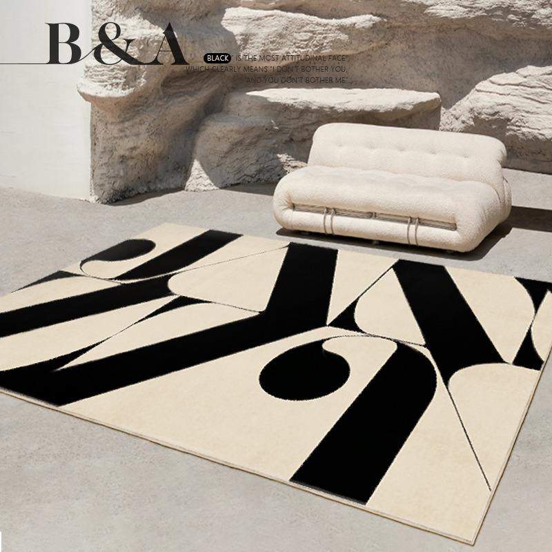 黑白线条客厅地毯地垫耐脏毯ins极红卧室床边奢高级风轻简地垫网,居家布艺,床边毯,淘宝优惠券,粉丝福利购,淘宝优惠卷